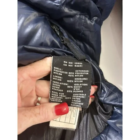 SAM Womens Down Puffer Jacket  Black Raccoon Fur Trimmed Size XXS MSRP 450 - Picture 11 of 13